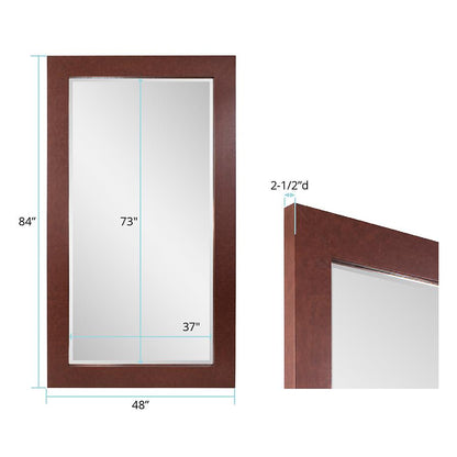 Bolivar Oversized Mirror In Rich Mocha Faux Leather