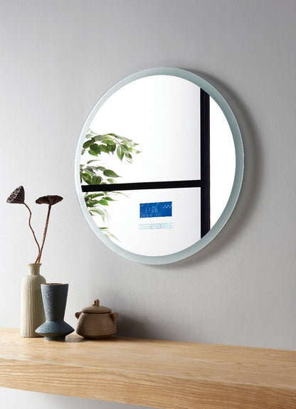 Round LED Frosted Edge Touch Screen Mirror with Integrated Bluetooth