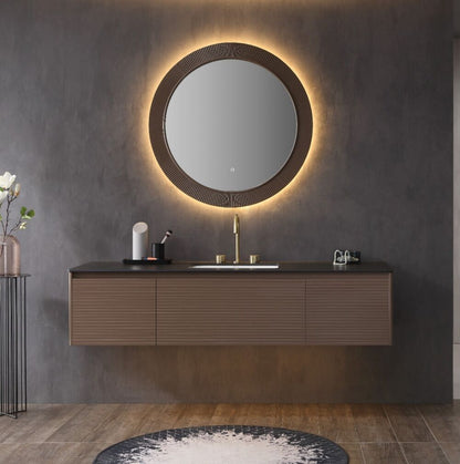 Mirror 40" LED Wooden Frame - Round